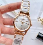 Copy Longines Quartz watches White Ceramic & Rose Gold Sapphire glass